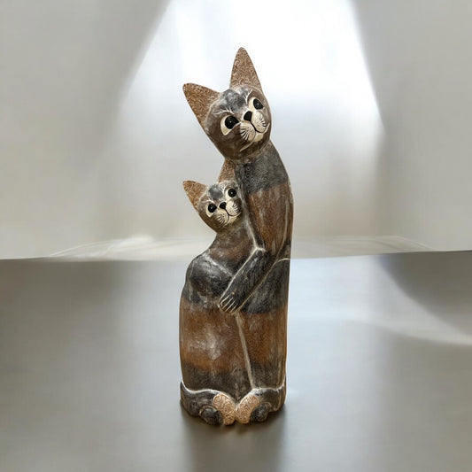 Große Balesi Holz Figur drei Katzen 80 cm hoch