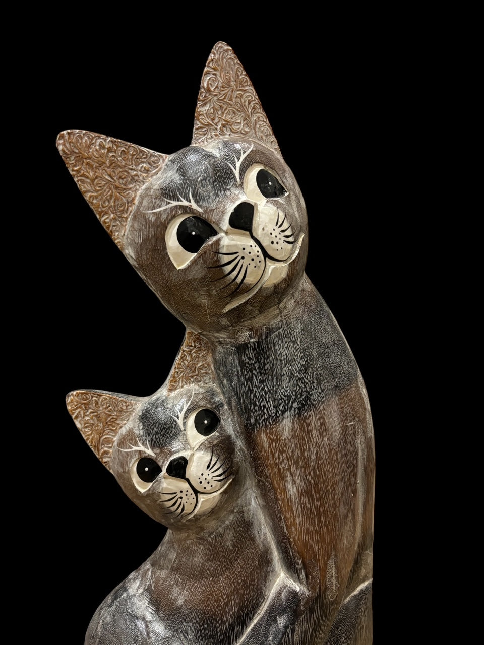 Große Balesi Holz Figur drei Katzen 80 cm hoch