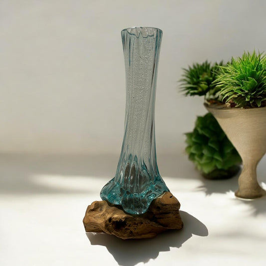 Einzigartige Vase aus Teakholz Wurzel